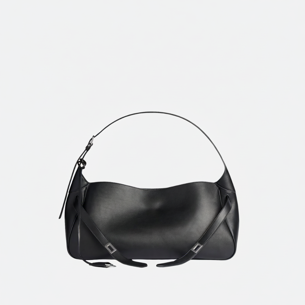 BALENCIAGA BEL AIR MEDIUM SCHULTERTASCHE AUS SCHWARZEM KALBSLEDER