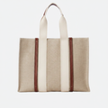CHLOÉ WOODY TOTE BAG AUS LEINEN